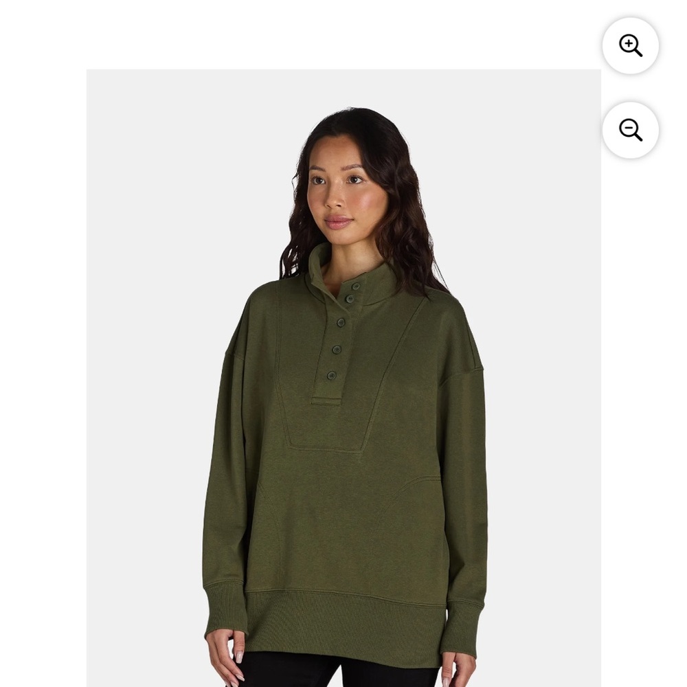 Time and Tru Women's Mock Neck Sweatshirt with Button Placket